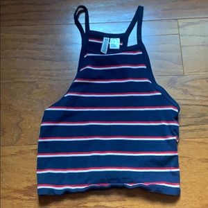 Divided red, white, and blue crop top